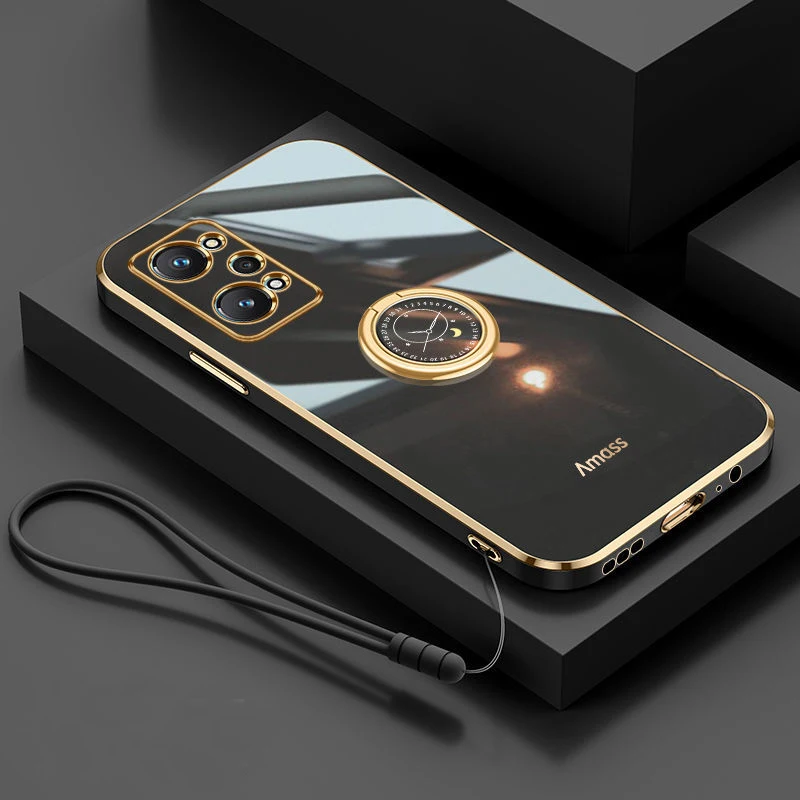 Per Huawei Honor X7 X8 X9 Custodia Morbida Tpu 6D Square Slim Skin Con Custodia Protettiva Per Anello Per Huawei Honor X8 X7 X9