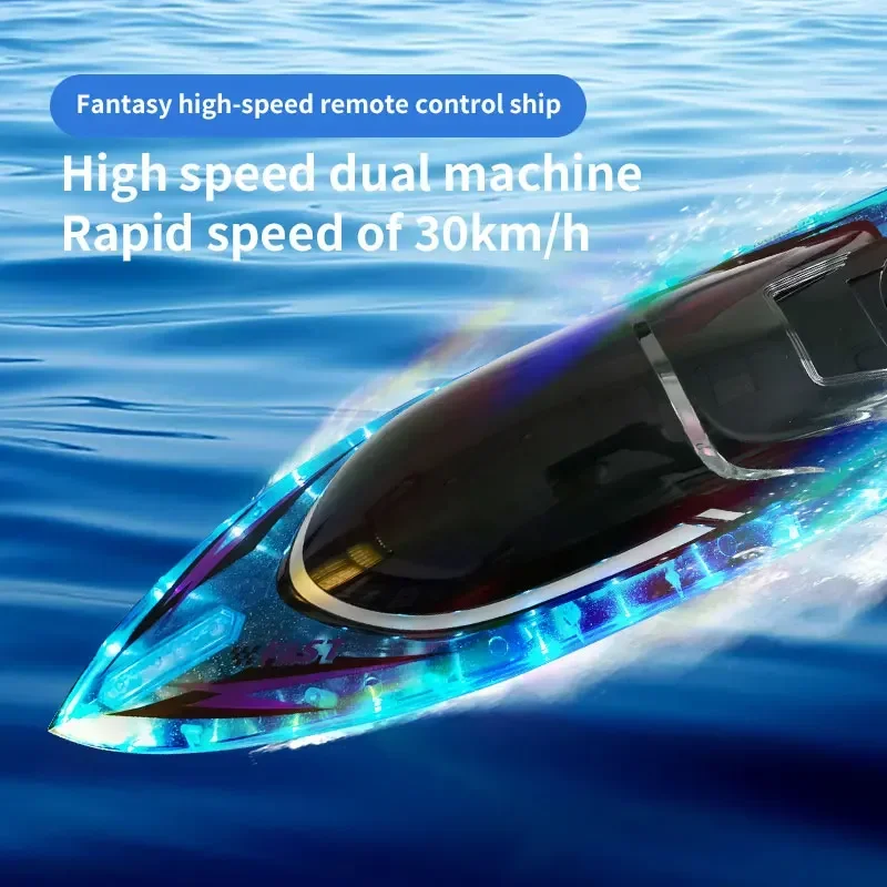 JJRC 2.4G RC Large Speedboat Night Lights Electric Remote Control High-speed Ship Model Waterproof  Kids Toys Water Pool Game 4