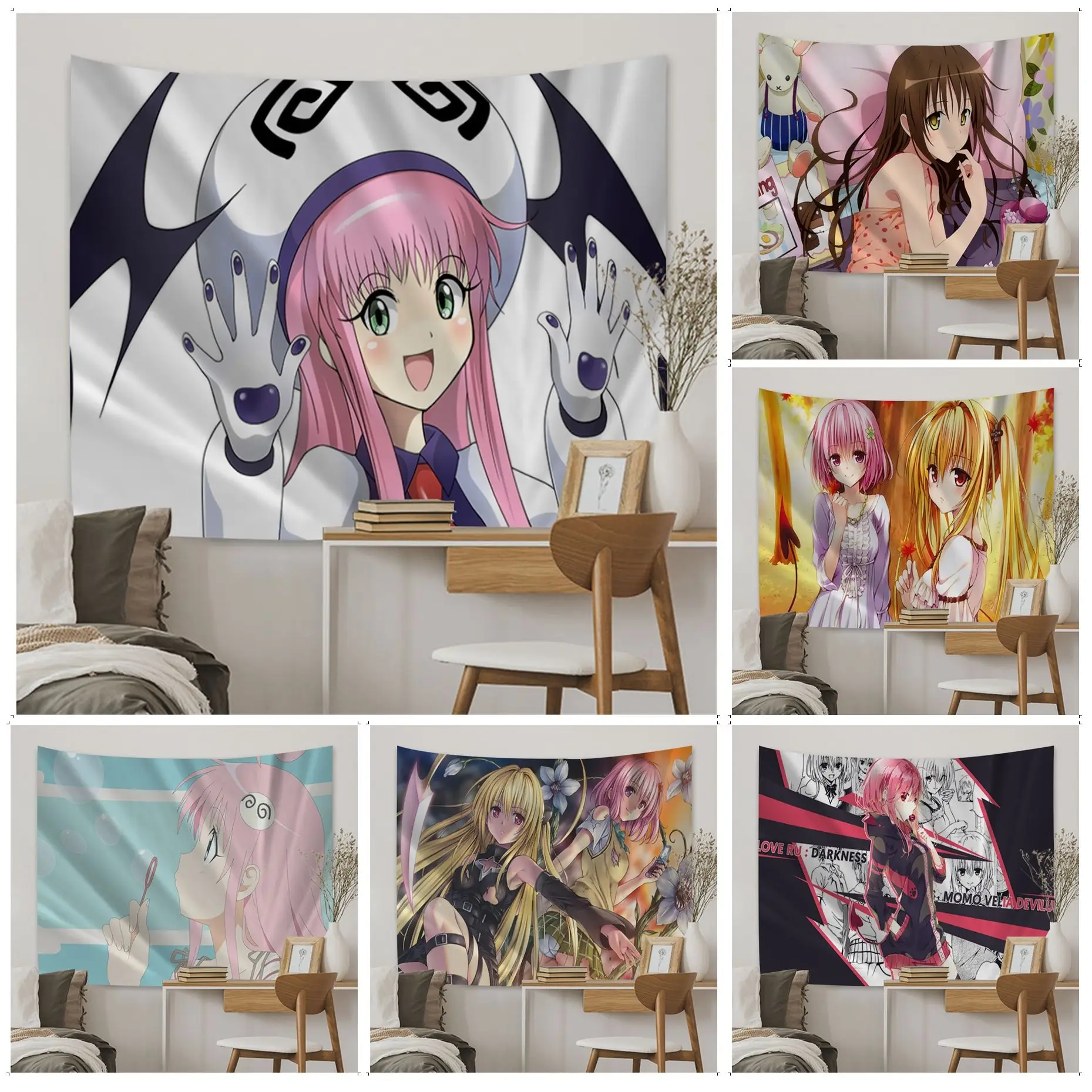 

To Love-Ru Darkness Cartoon Tapestry Bohemian Wall Tapestries Mandala Wall Hanging Home Decor