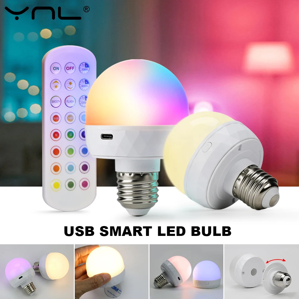 รูปสินค้า หลอดไฟ RGB ปรับสีได้ USB พร้อมรีโมท