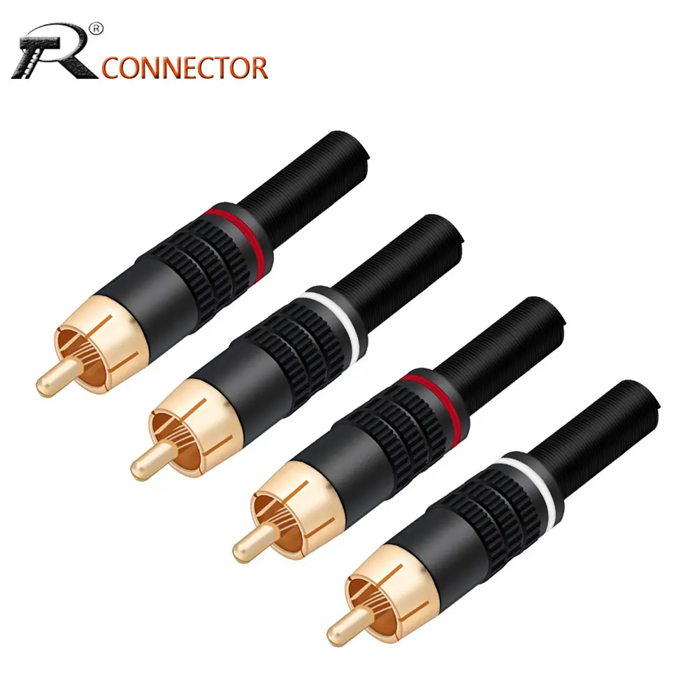 

100PCS RCA HiFi Stereo Male Plug for Audio Speaker Video CCTV Camera Amplifiers Home Theater Cable With Metal Spring