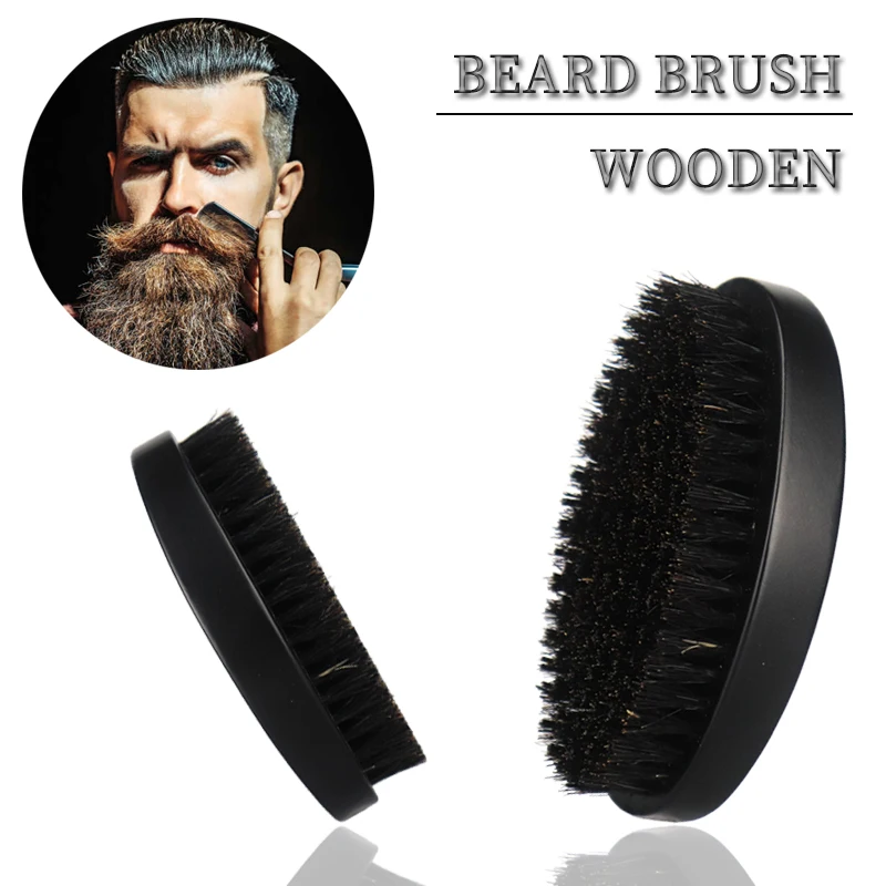 

Private Custom Logo Senior Natural Black Wood Beard Brush With Boar Bristle Hair Men Beard Mustache Styling Brush