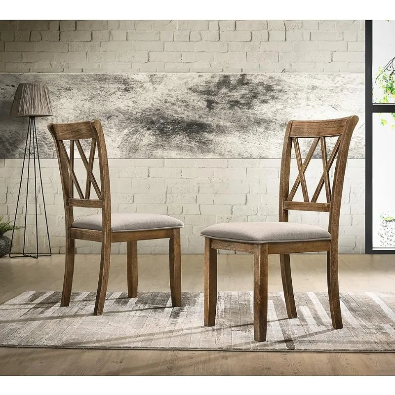 

Roundhill Furniture Windvale Fabric Upholstered Dining Chair, Set of 2, Brown
