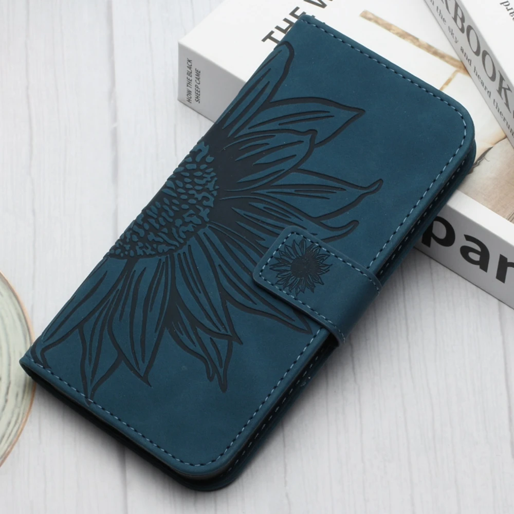 3D Sunflower Flip Leather Wallet Phone Case
