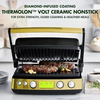 Elite 7-in-1 Multi-Function Contact Grill & Griddle, Healthy Ceramic Nonstick Aluminum, Grill & Waffle Plates, Adjustable Shade 2