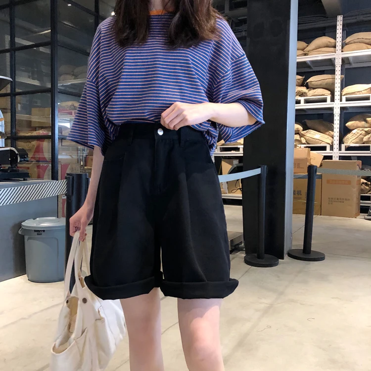 2024 Women High Waist Sweet Pink Shorts Soft Wide Leg Denim Shorts Japanese Harajuku Summer Girl All-Match Solid Casual Outfits