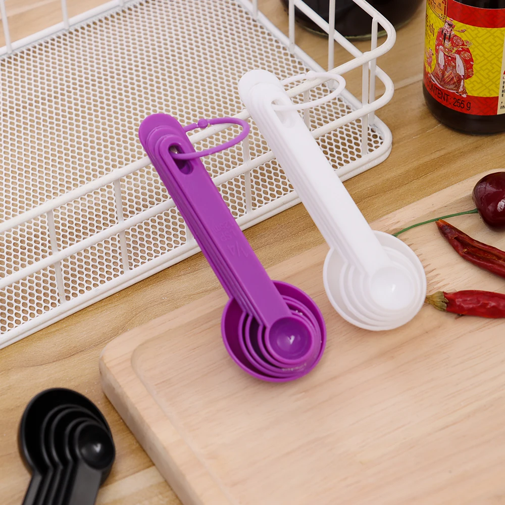 5Pcs Multi Purpose Measuring Spoon 1.25ml 2.5ml 5ml 7.5ml 15ml Measuring Spoon with Plastic Handle Kitchen Baking Cooking Gadget