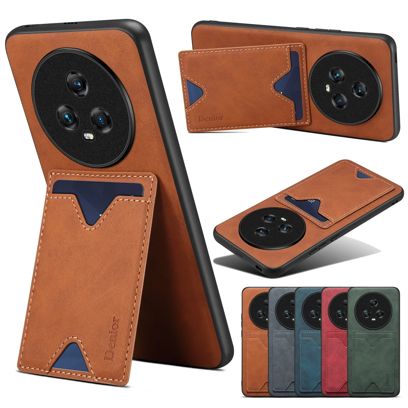 UEEBAI Estuche Para IPhone 6/iPhone 6S, Cartera Con Correa De Mano Cuero PU Funda Tapa Retro A Prueba De Golpes Con 9 Ranuras Para Tarjetas Función De Soporte Bolso Magnético - Marrón