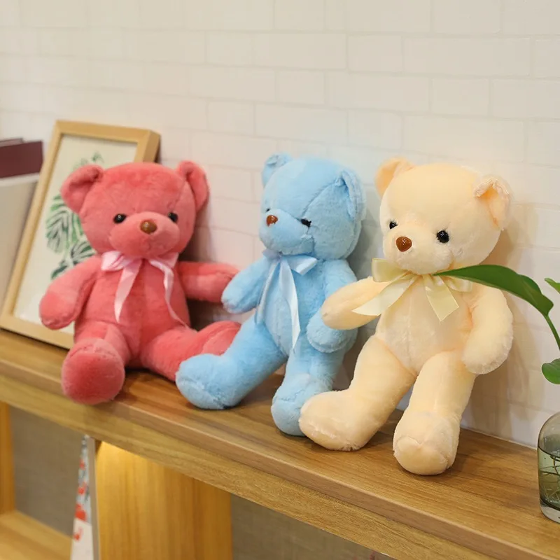 30cm Colourful Bow Bear Plush Toys Stuffed Teddy Bear Soft Colors Animals Doll Wedding Birthday Christmas Gifts Festival Deco 3