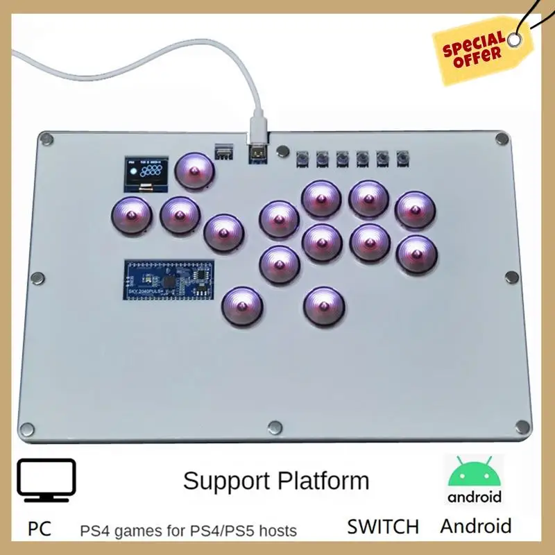 Arcade Fighting LED Hot-Swap For Hitbox Leverless Controller Xinput/Dinput Mini Buttons Console For PC/NS/PS4/PS3/Steam-WMAN
