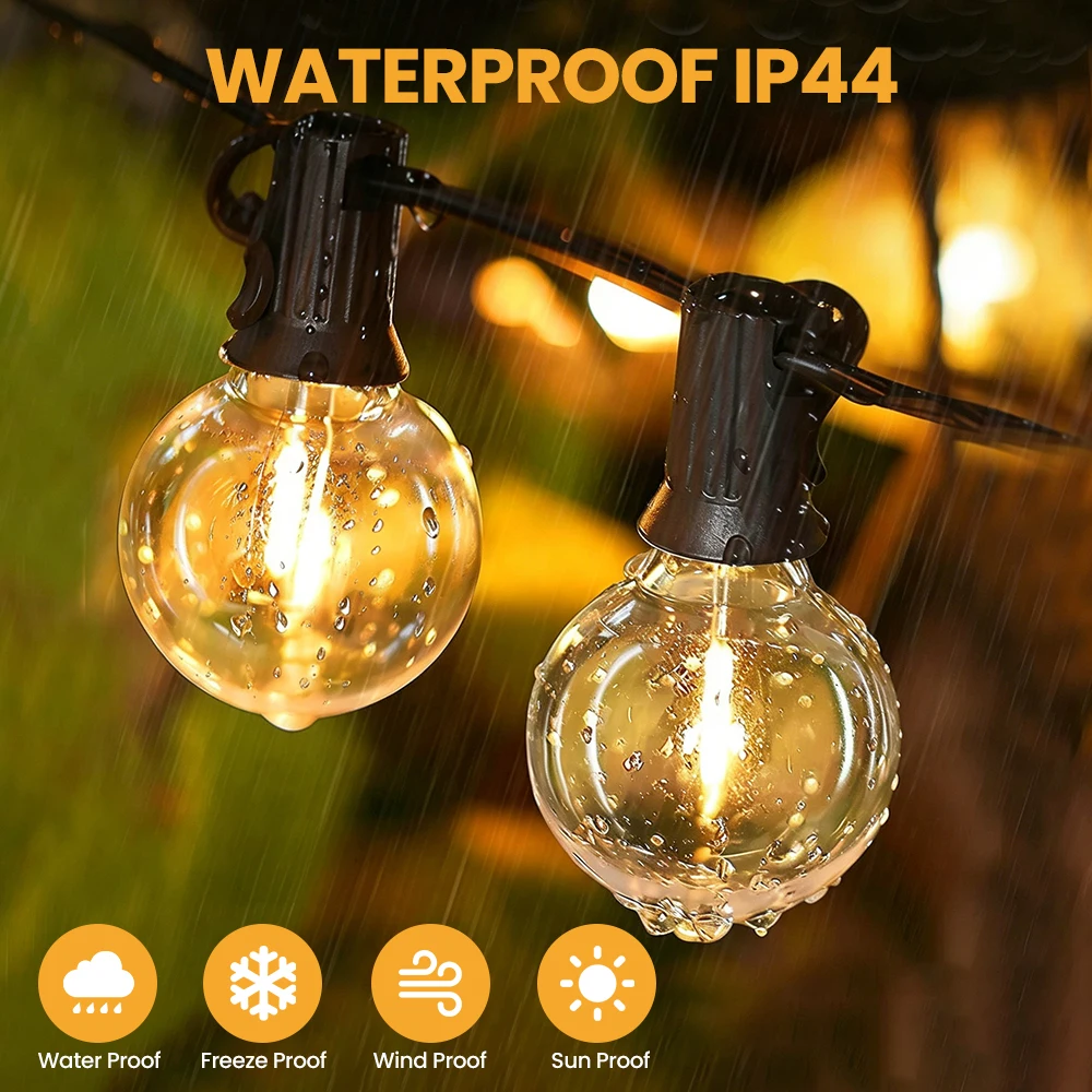 Outdoor String Lights 18M-35M G40 Bulbs IP44 Waterproof Dimmable Hanging Connectable Outdoor Lights 24V Low Voltage with Remote - 2