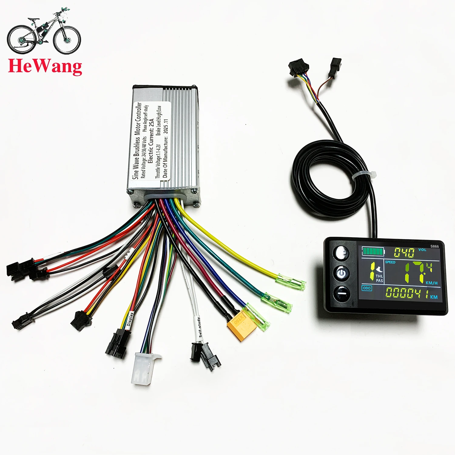 24V 36V 48V 350W 500W 25A Brushless Motor Sine wave Controller with S866 Color L