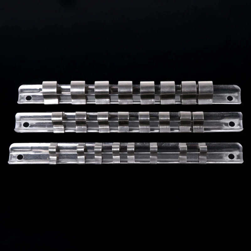 Socket Rack Holder 1/4" 3/8" 1/2" with 8 Clips On Rail Tool Organizer Storage Wholesale & Drop Ship mechanic tool bag