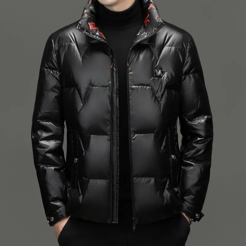 thumbnail image 1 of Ropa de diseñador para hombre, chaqueta impermeable para hombre, cuello alto, chaqueta de plumón ligera para hombre, abrigos de invierno con relleno de plumón de pato para hombre, 1 of 5