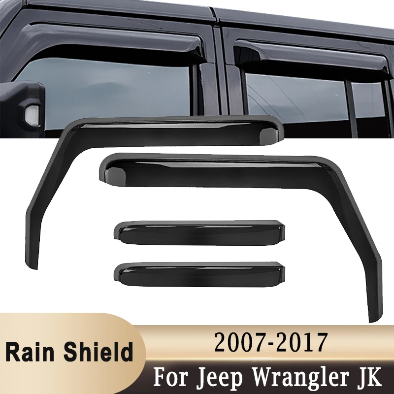 Side Window Deflector Exterior Weather Shield Shelters Wind Rain Shade Visor Guard car window deflectors Jeep Wrangler 2/4-door JK 2007 -
