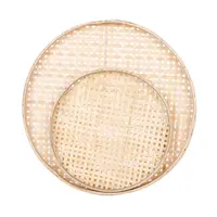 18/22/26/30/cm Hand Woven Bamboo Sieve Prforated Fried Food Fruit Dim Sum Dish Handicraft  Storage Basket 5