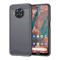 Silicone Shockproof Matte Back Cover with Soft Carbon Fiber Detailing for Nokia X20 (GRAY)