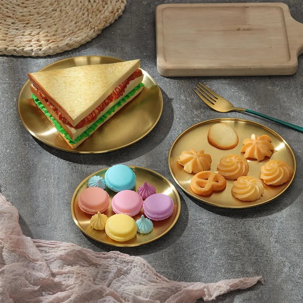 Stainless Steel Bone Spitting Dish Shallow Tray Metal Dining Disc Round Plate Dessert Tableware 14/17/20/23/26CM stainless steel plates