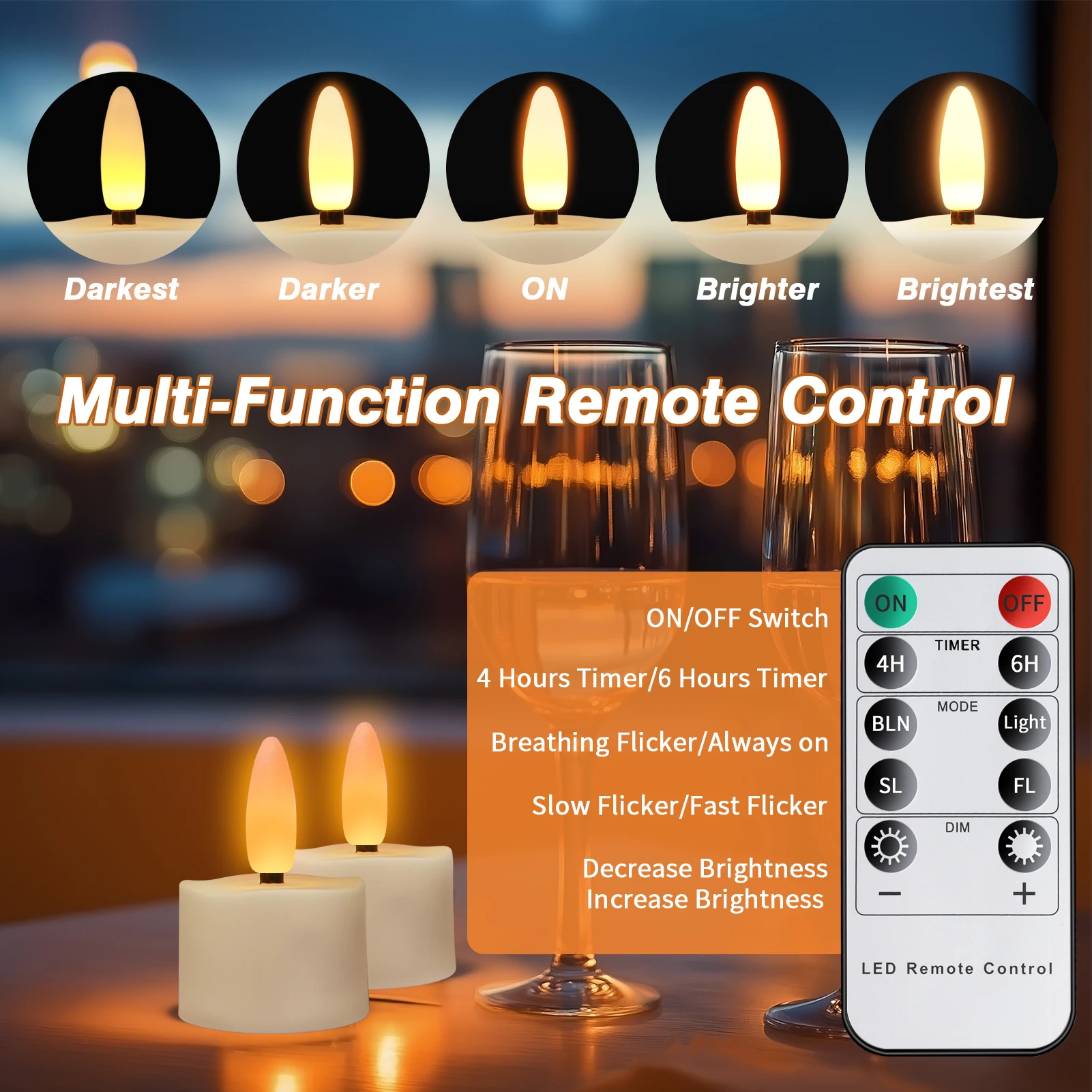 Flameless Flickering LED Candle Set with Timer and Remote Control