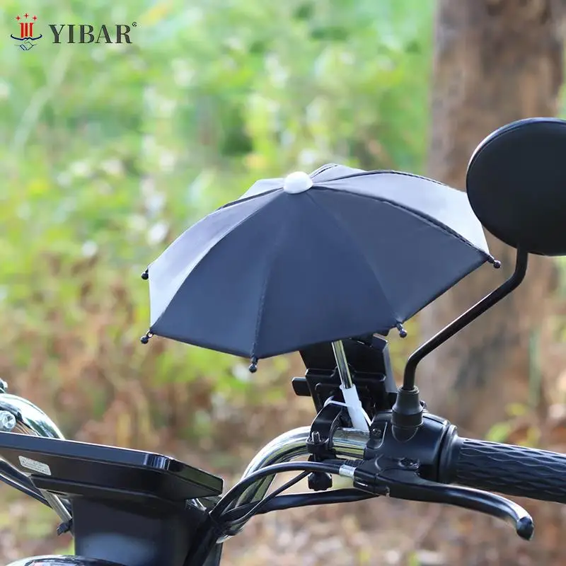 

Nieuwe Fiets Telefoon Houder Mini Zonnescherm Paraplu Fiets Decoratie Accessoires Polyester Mobiele Automatische Paraplu