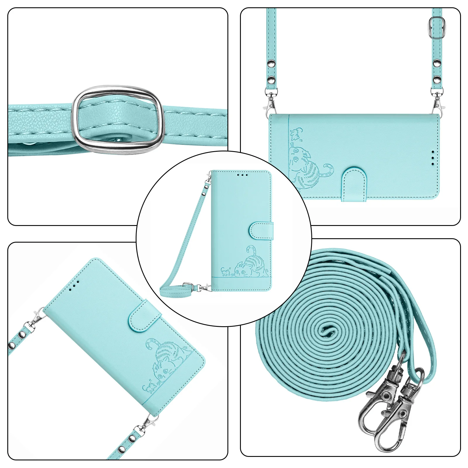 Leather Crossbody Shoulder Phone Wallet Case and Cover