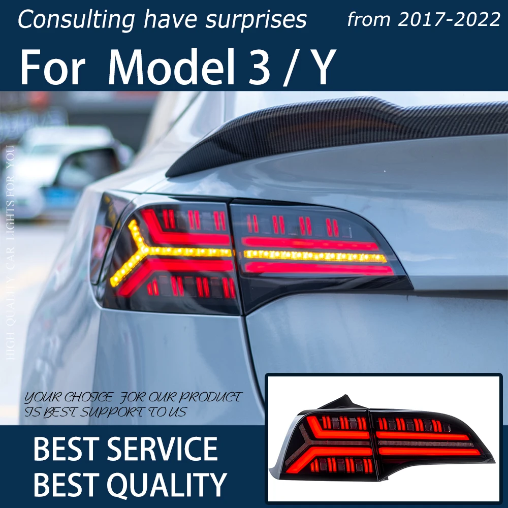 Car Lights For Tesla Model 3 20172022 Model Y Led Auto Taillights