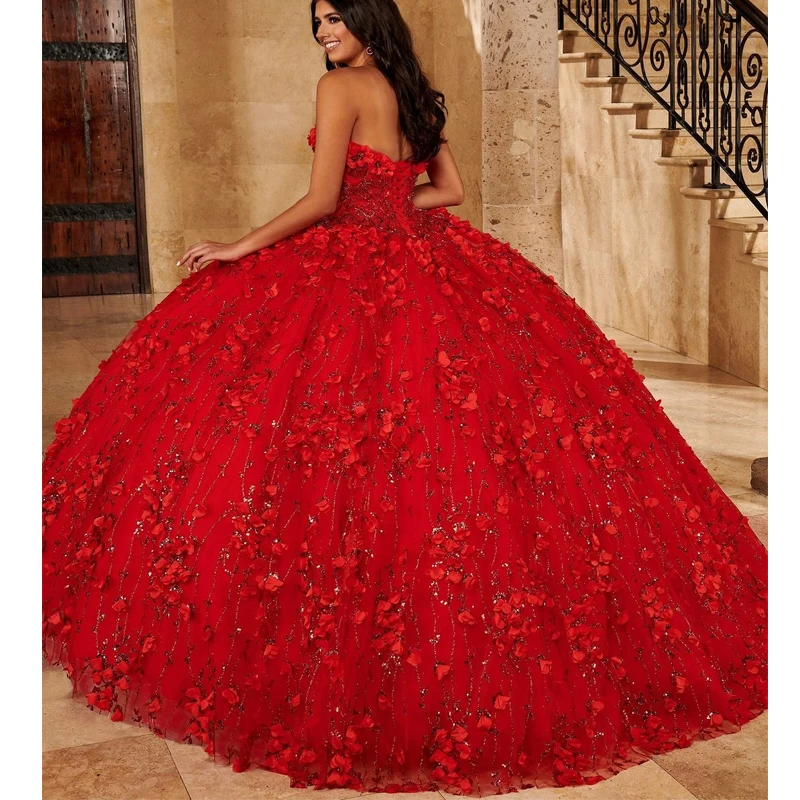 Red Princess Ball Gown Quinceanera Dresses Off Shoulder With Cape 3D Flower Corset Sweet 16 Dress Pageant Gowns vestido de 15