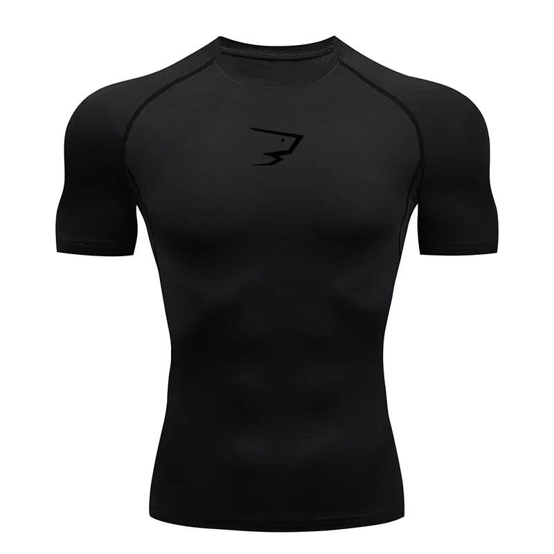 T-shirt a Compressione da Corsa per Uomo, Manica Corta, Maglietta Sportiva per Palestra e Fitness, Abbigliamento Atletico Maschile - immagine 5