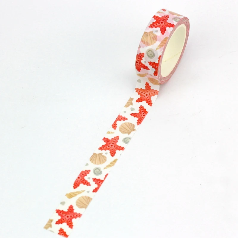 NEW 1PC 10M Decor Nautical Starfish Shell Conch Set Washi Tape for Scrapbooking Journaling  Masking Tape Cute Stationery 3