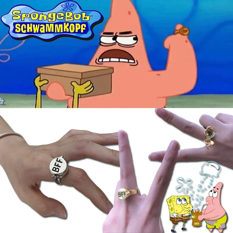 Spongebob Squarepants Best Friend Ring Cartoon Creativo Girevole Per Sempre Best Friend Patrick Star Ring Anello Hip Hop Regolabile