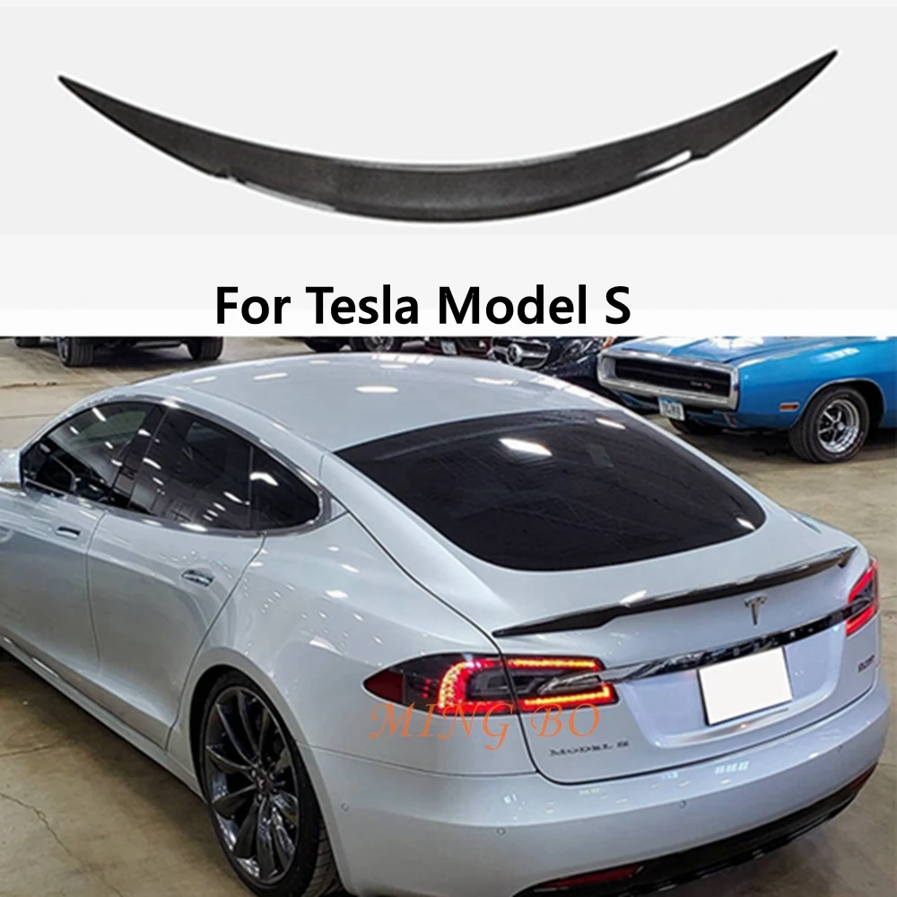 

For Tesla Model S Carbon Fiber Rear Spoiler Trunk Wing 2014-2022 RZ Style FRP Matt Carbon