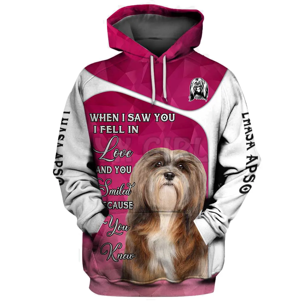 Bassei Hound When I Saw You I Fell In 3D Printed Hoodies  Unisex Pullovers Funny Dog Hoodie Casual Street Tracksuit