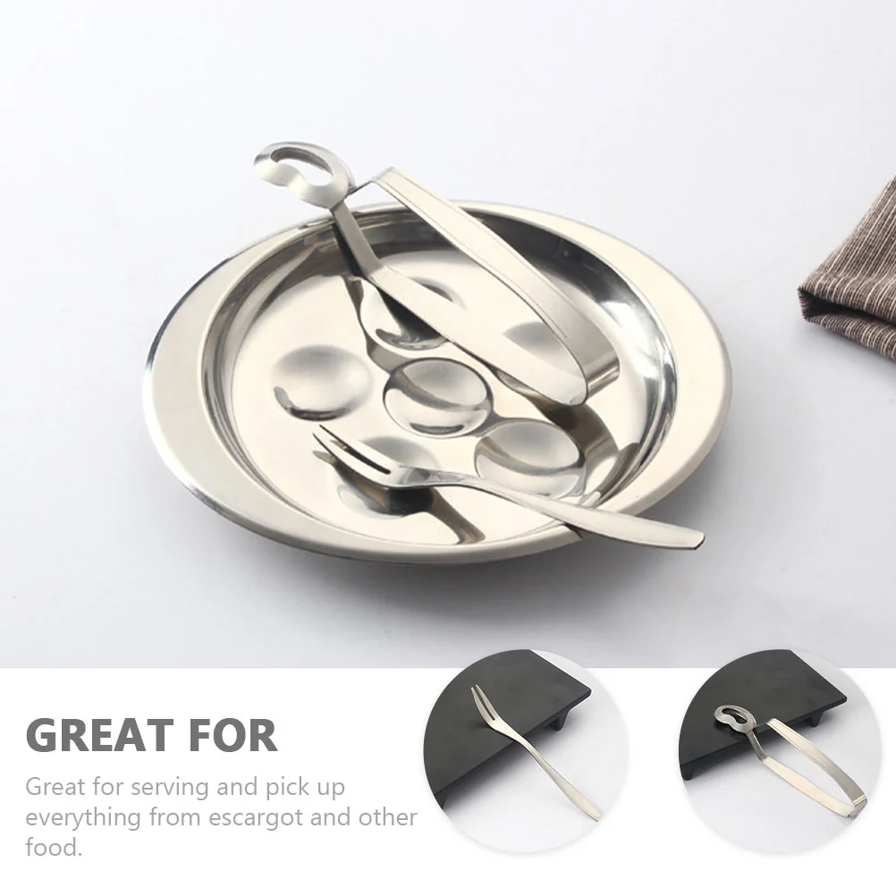 4 Pcs Stainless Steel Snail Tong Fork Set Kitchen Utensils Escargot Dining Tools Baked Home Garden Accessories