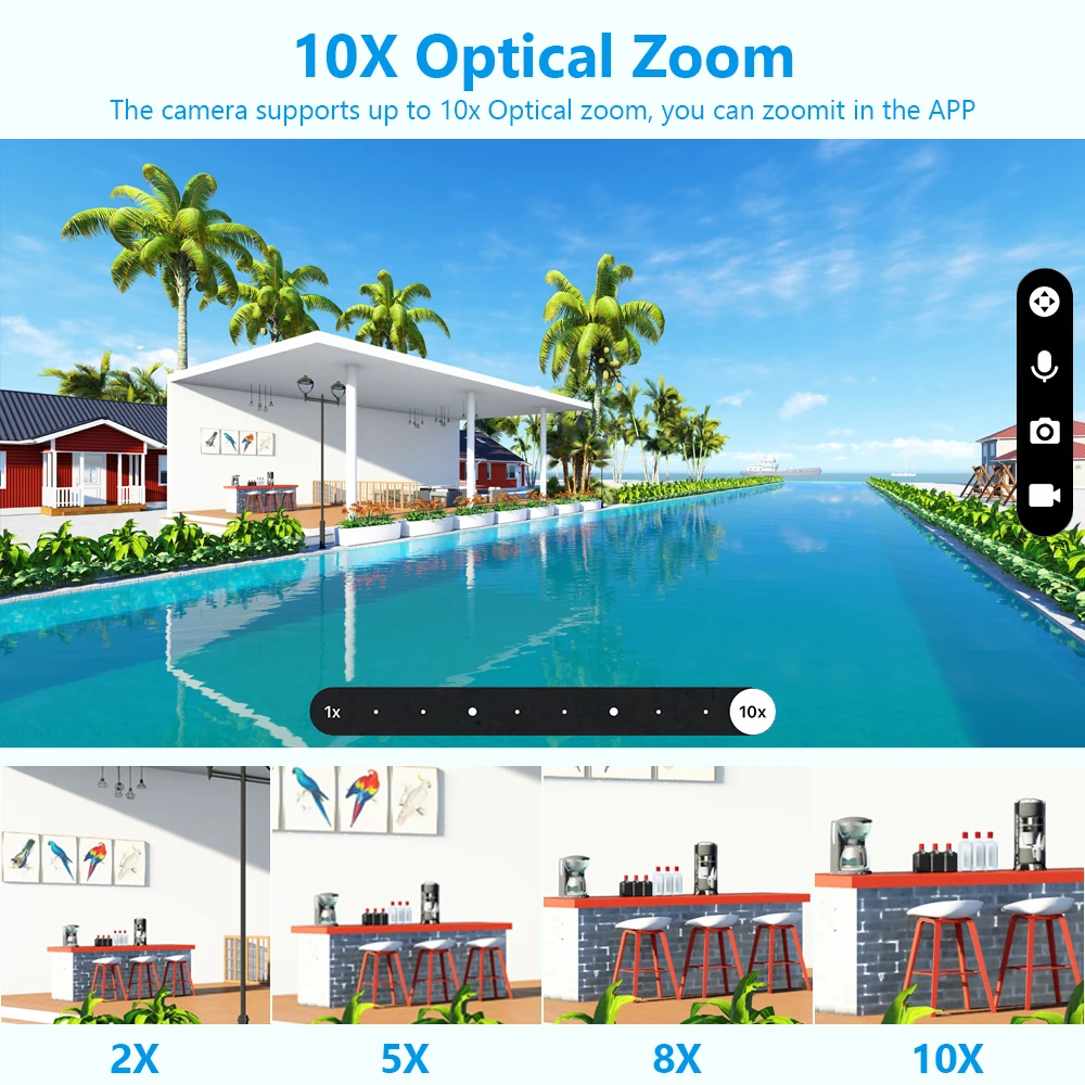 MOVOLS 8MP Three Lens WIFI IP Camera 10X Optical Zoom Outdoor PTZ Auto Tracking