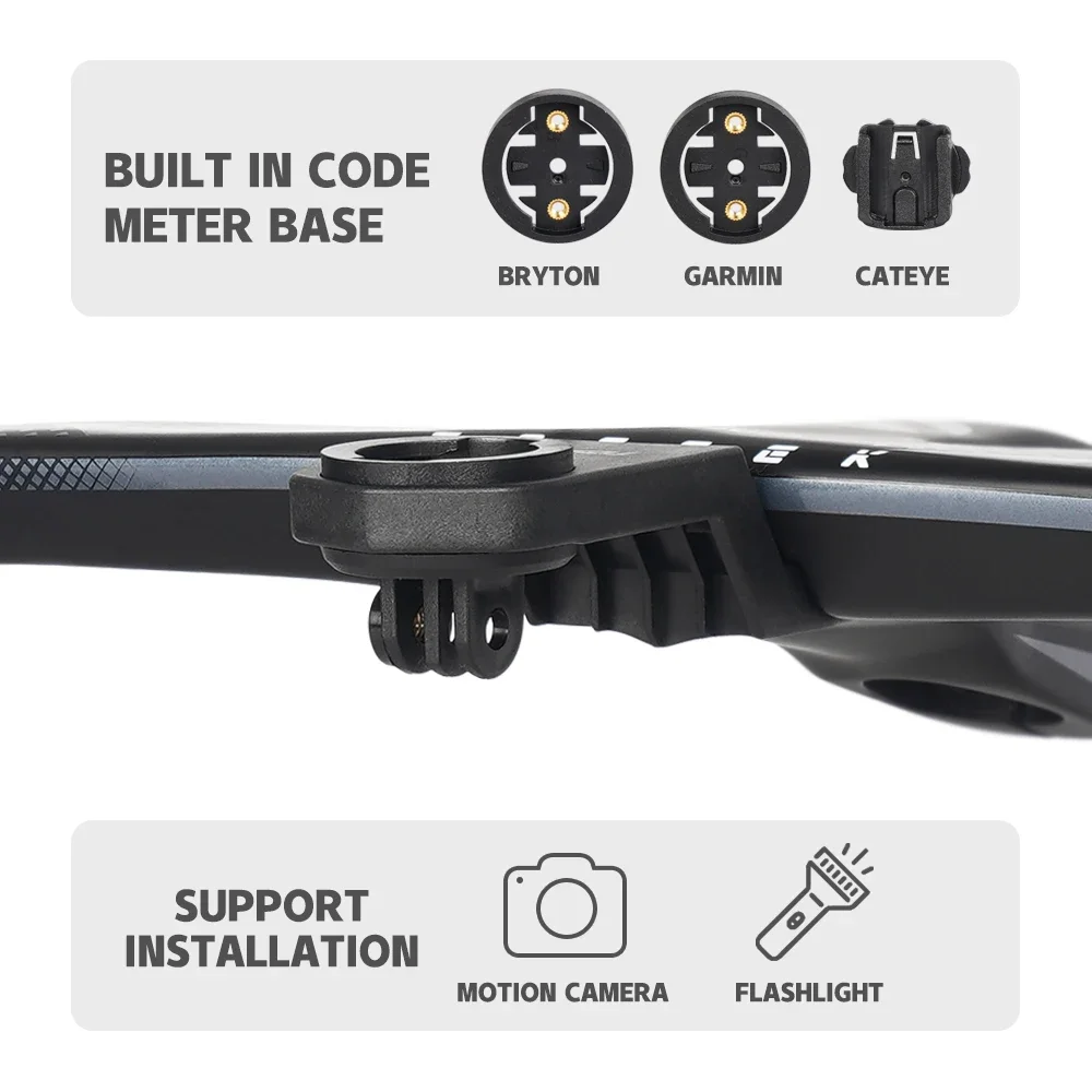 TOSEEK Road Bicycle Handlebar Full Internal Cable Routing T800 Carbon Fiber Integrated Bending Handle with Bike Computer Bracket