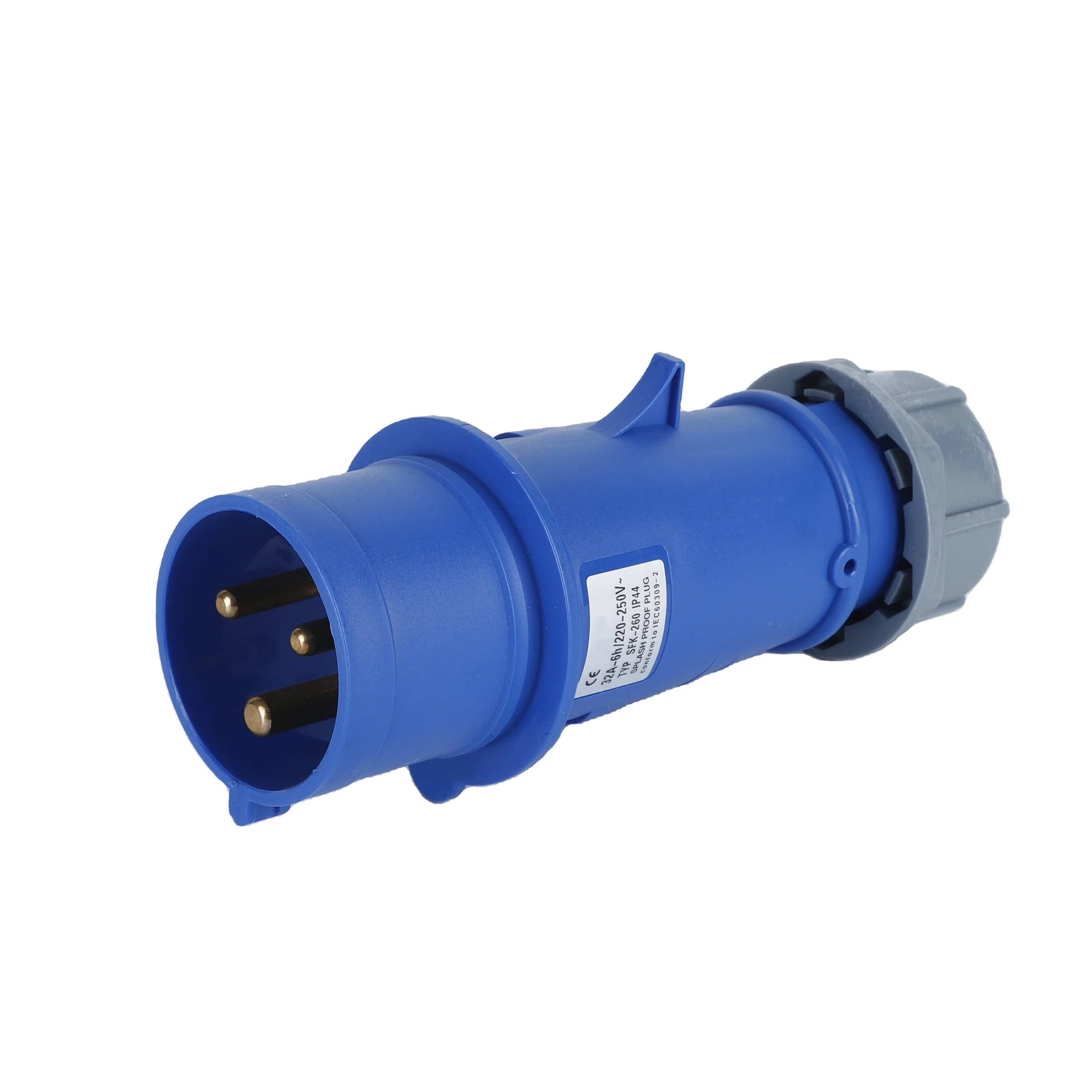 

Industrial Plug IP44 Waterproof Single Phase 3 Pin 230V Blue Shell Connector