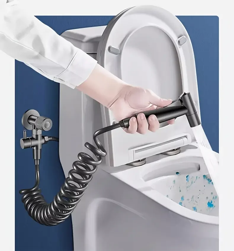 3 PCS Gun Grey Stainless Steel Toilet Spray Gun Toilet Spray Nozzle Toilet Companion with 78 inch Expansion Tube