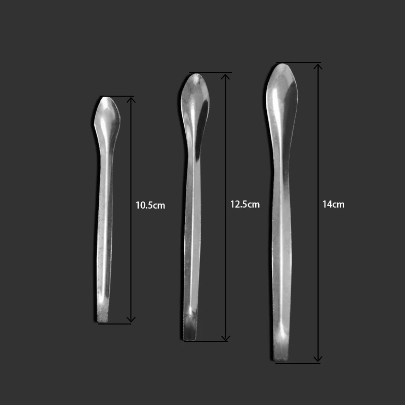 3pcs Laboratory Stainless Steel Medicine Spoon Sampling Mixing Spatula Micro Spatula Scoop Thickened Medicine Spoon