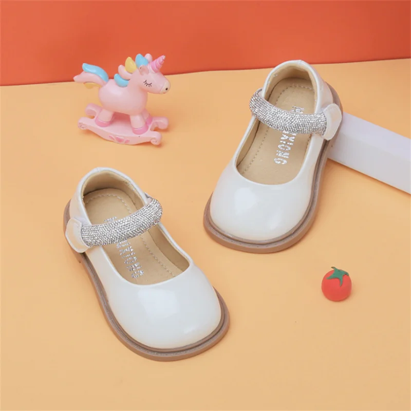 Baby Shoes Spring/Autumn Baby Shoes Leather Bright Rhinestone Girls Princess Shoes Single Fashion Little Kids Party