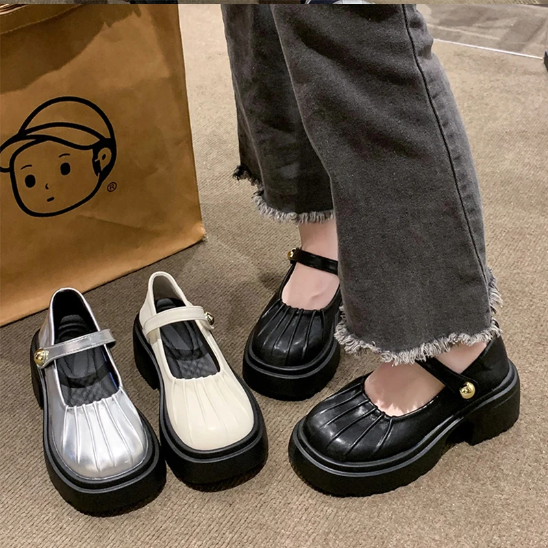 

Women's Shoes Platform Shallow Mouth Female Footwear Round Toe Loafers With Fur Modis Autumn Oxfords Casual Sneaker Clogs New Su