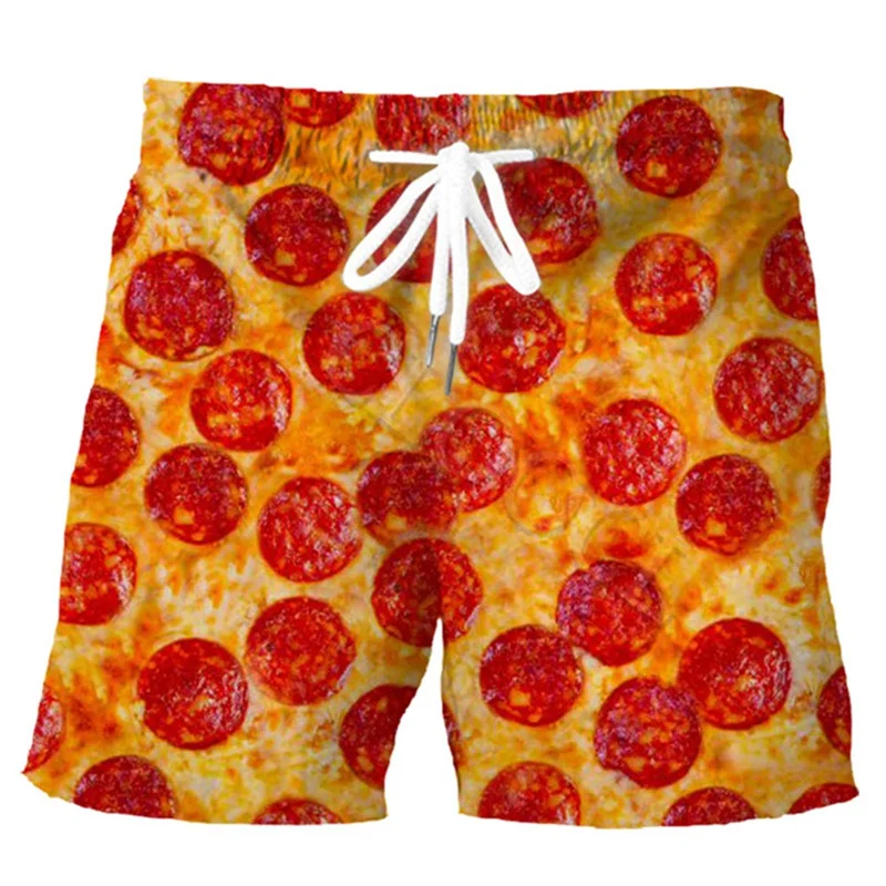 

Hamburger Pizza Food 3D Print Graphic Board Shorts Summer Men Hawaii Beach Shorts Fashion Hip Hop Streetwear Cool Gym Shorts