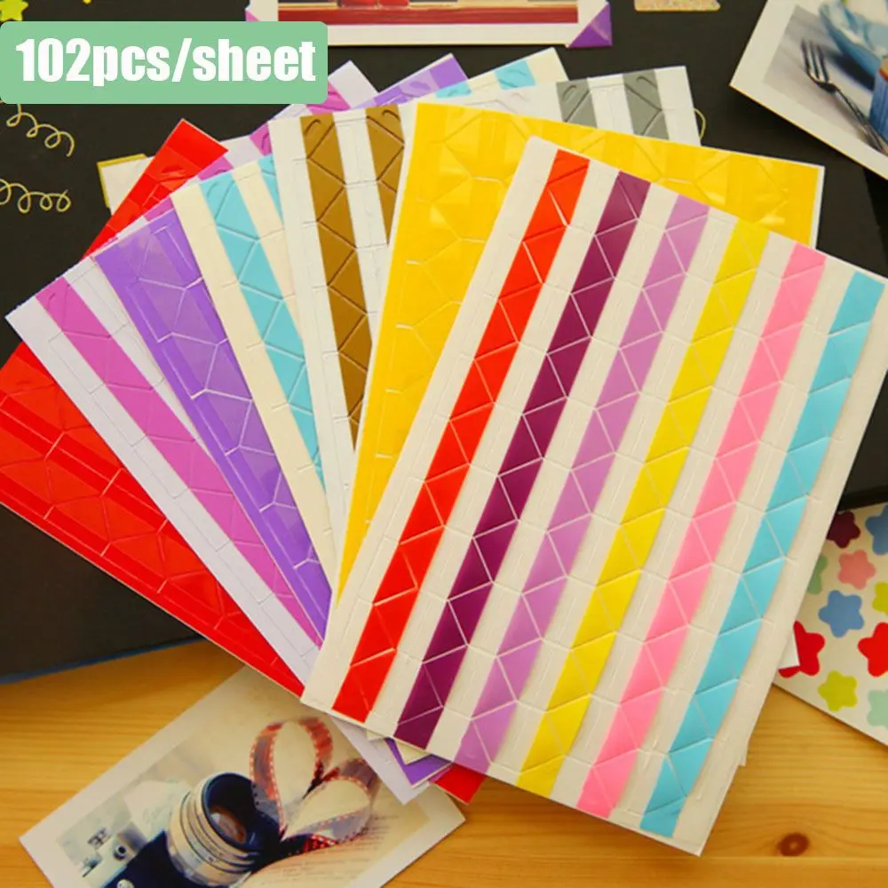 10sheets/24Pcs 다채로운 사진 코너 스크랩북 종이 수제 그림 프레임 스티커 DIY 홈 장식