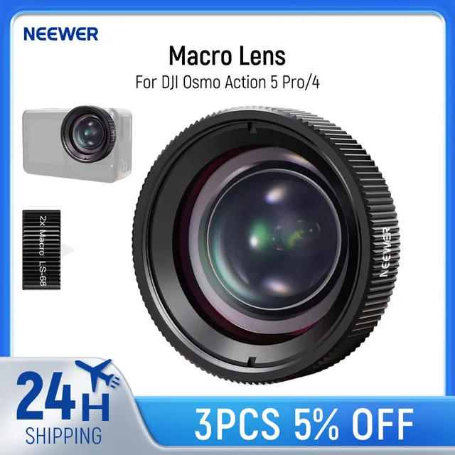 NEEWER Macro Lens Compatible with DJI Osmo Action 5 Pro/4 Action Camera, 2X Magnification, Close Up Photography Accessory