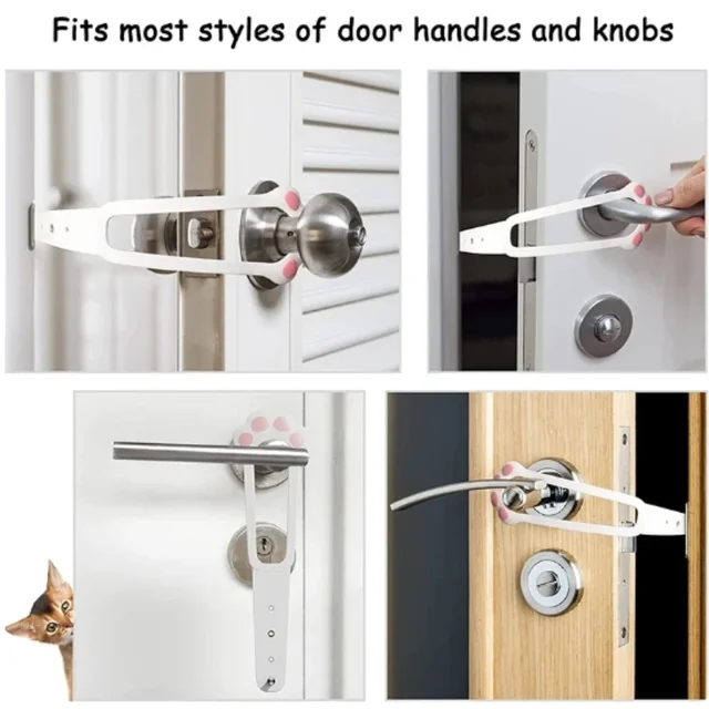 Cat Door Holder Latch Adjustable Dog Door Stopper Elastic Gate Lock Flex Latch Strap Keep Dog Out From Entering Pet Door Latch 3