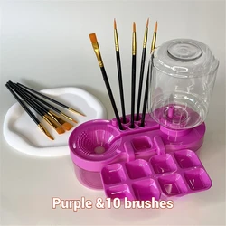 Innovative Automatic Paint Brush Cleaning System with Drain Button and Water Circulation (2in1 Purple Set)