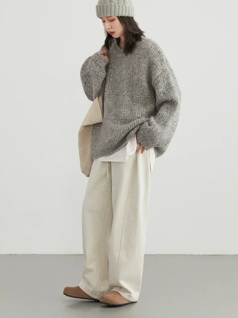 CHIC VEN Women Casual Pants Loose Casual New High Waist Wide Leg Woman Trousers Sports Streetwear Autumn Winter 2023 3