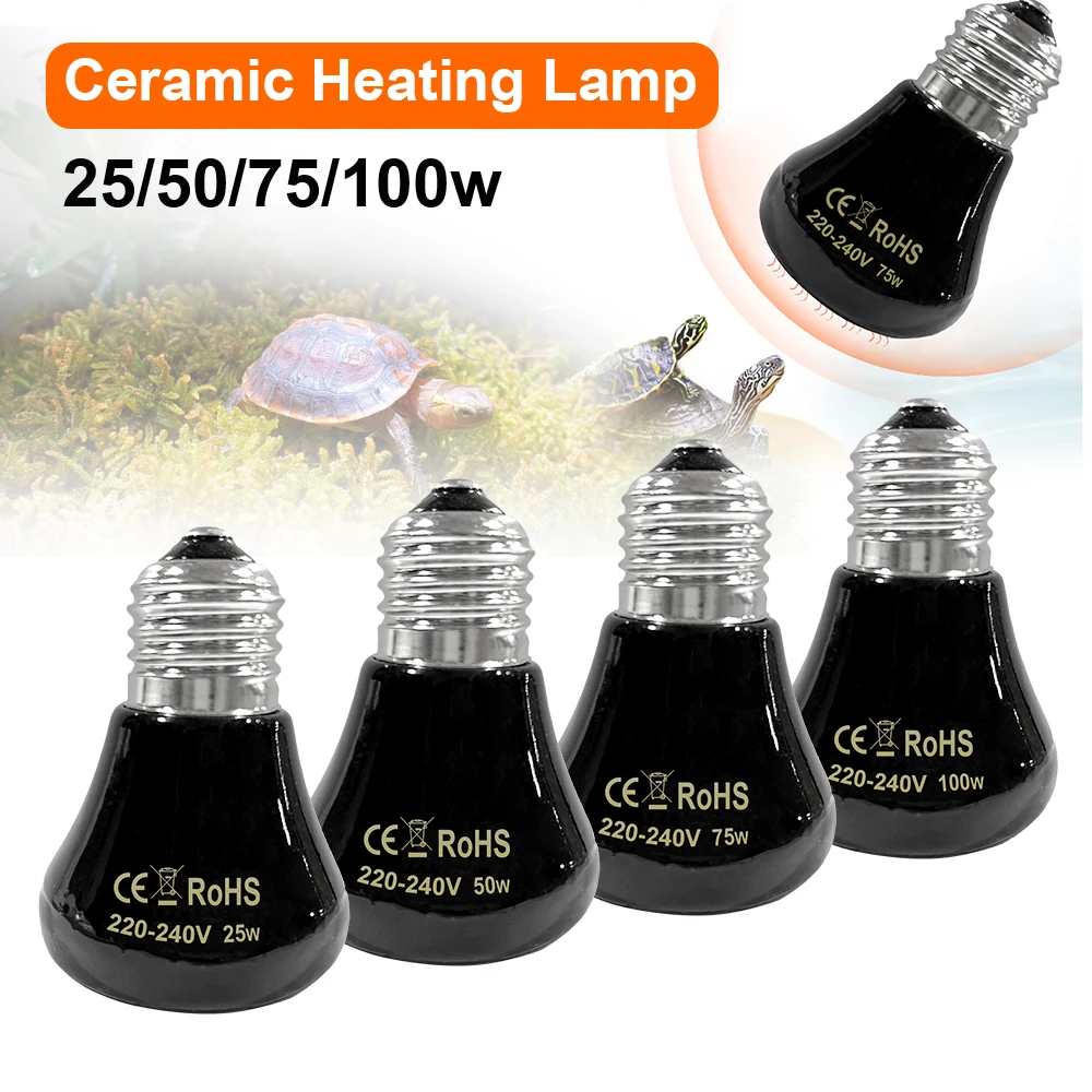 50/75/100W E27 Pet Heating Lamp 220V Infrared Ceramic Emitter Heat Light Bulb Pet Brooder Chickens Reptile Lamp Heating Light
