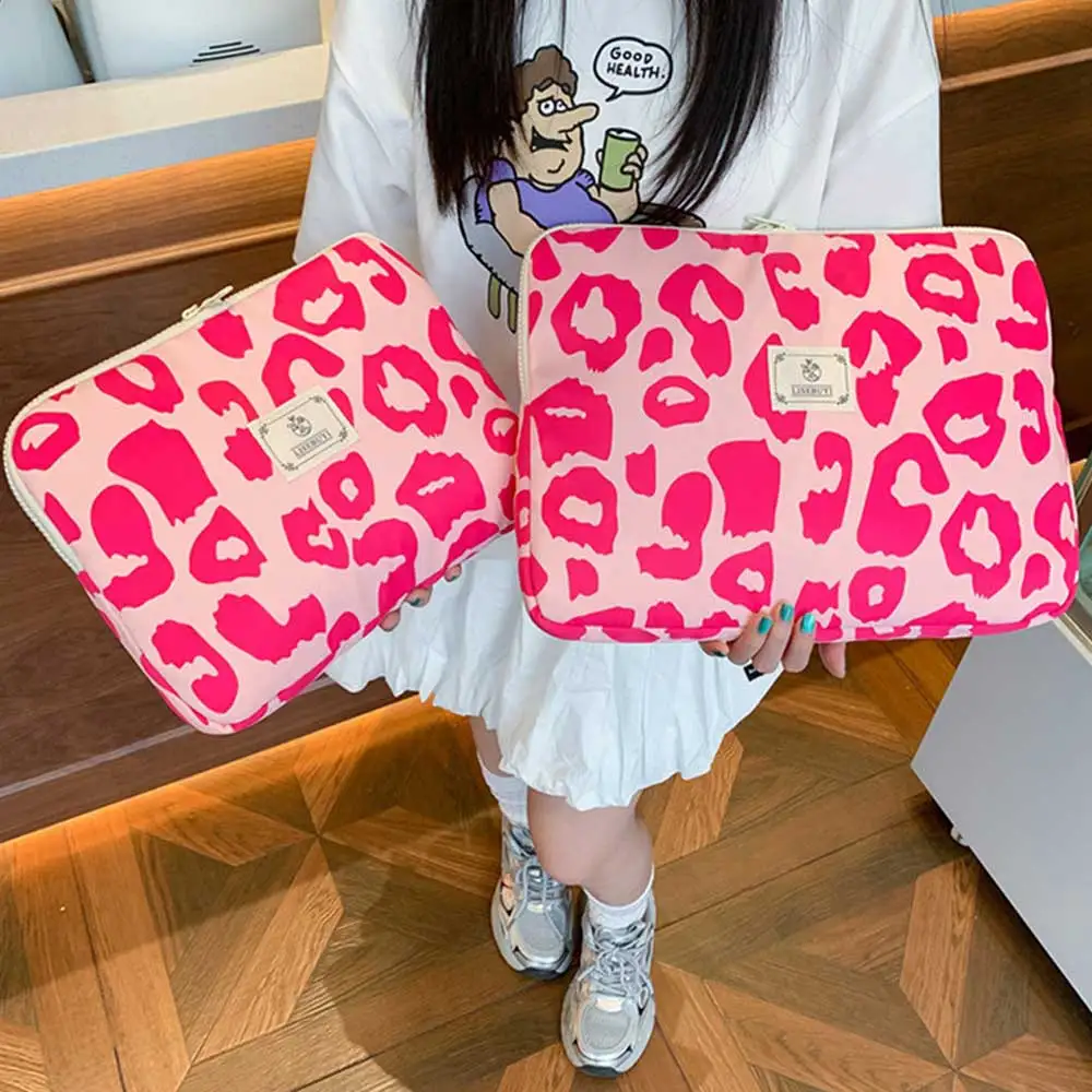 Pink Print Bear Shockproof Laptop Sleeve and Portable Pouch