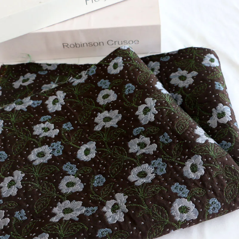 

INS Korean Style Black Retro Advanced Tone Gray Flower Exquisite Polka Dot Brocade Jacquard Fabric DIY