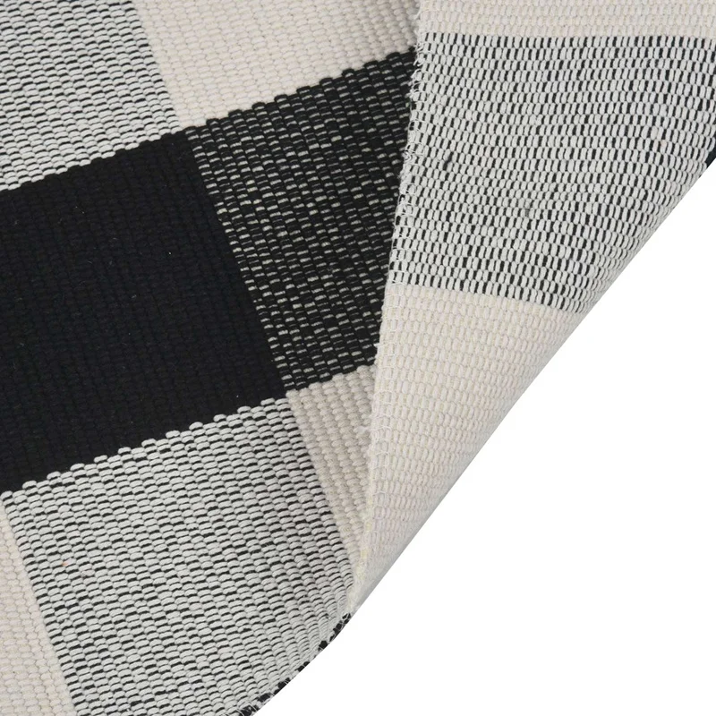 2X Cotton Buffalo Plaid Rugs,Buffalo Check Rug,23.6Inch X35.4Inch,Checkered Outdoor Rug (Black And White Porch Rugs) 5